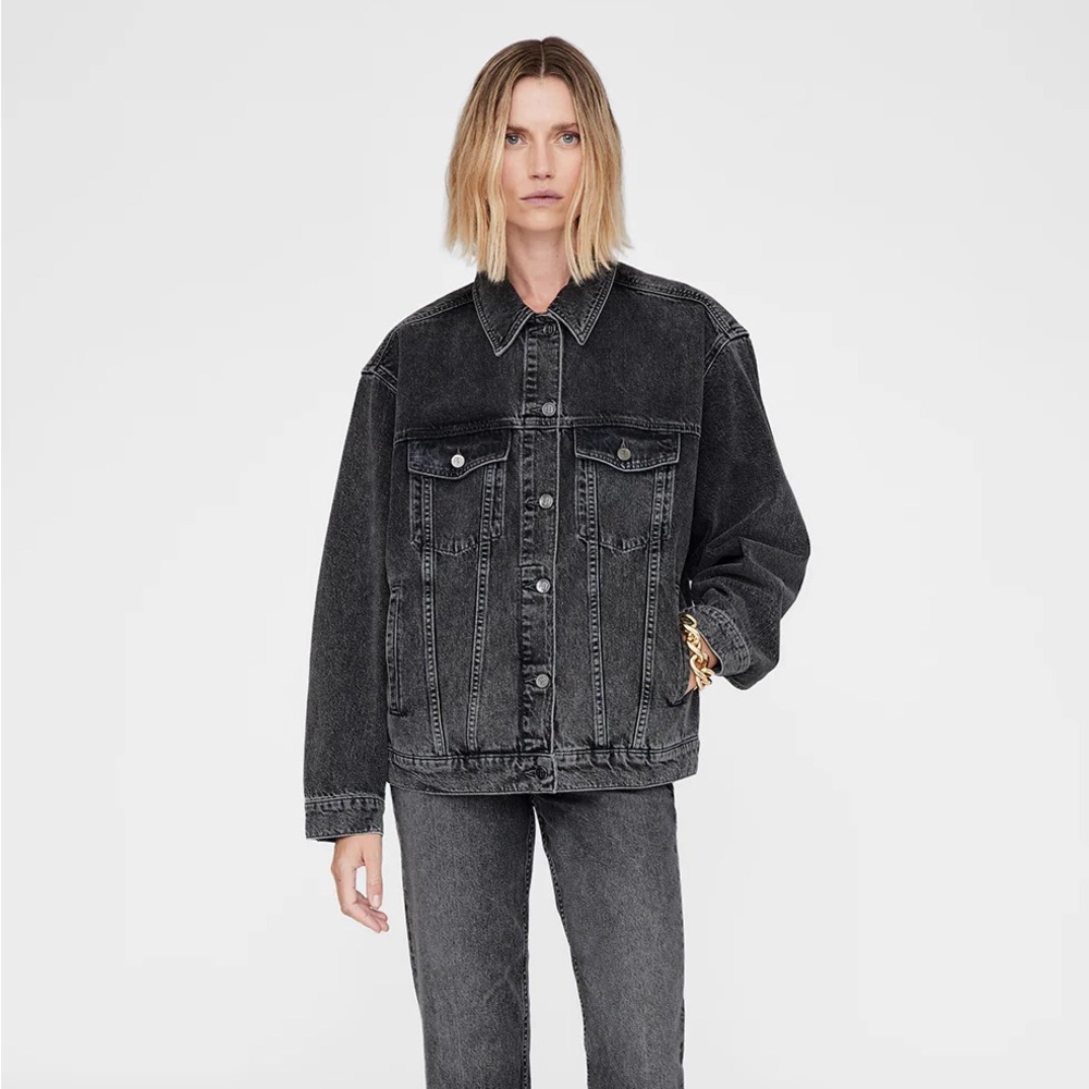 Anine Bing Charcoal Black Denim Jean Jacket - Picture 6 of 7